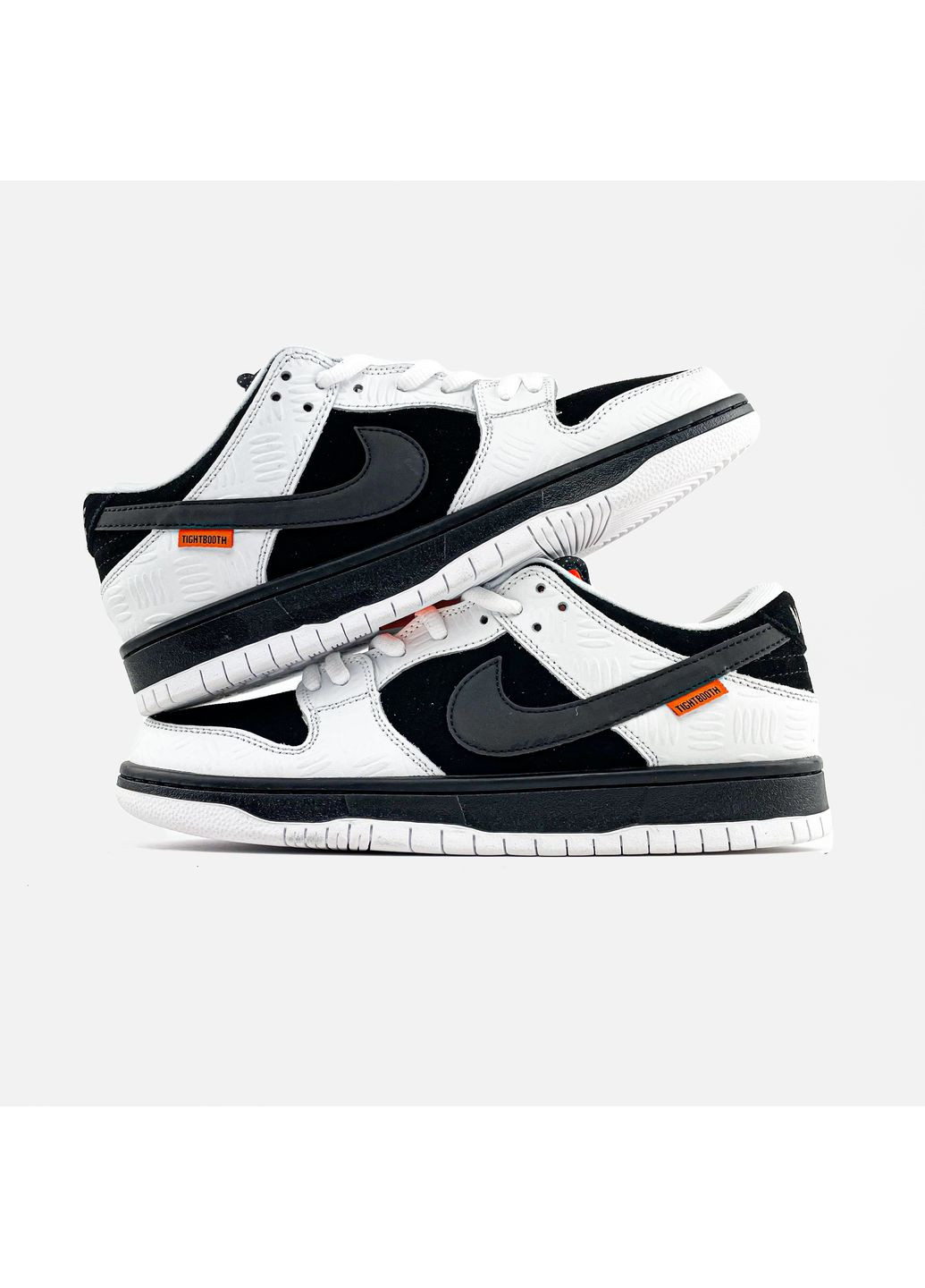 Чорно-білі Осінні кросівки чоловічі nike sb dunk low x tightbooth black white | найк сб данк низькі чорно-білі No Brand