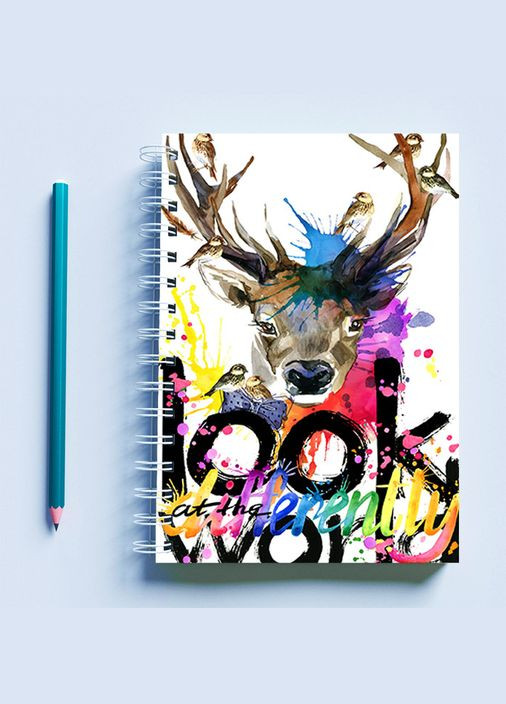 Скетчбук (Sketchbook) блокнот для рисования с принтом "Look world at the differentty" Кавун блокнот для малювання (316132705)