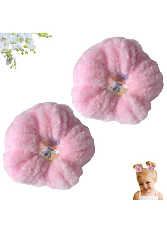 Набір 2 шт Гумка для волосся Квітка рожева з кристалом Handmad махра Handmade (368772233)