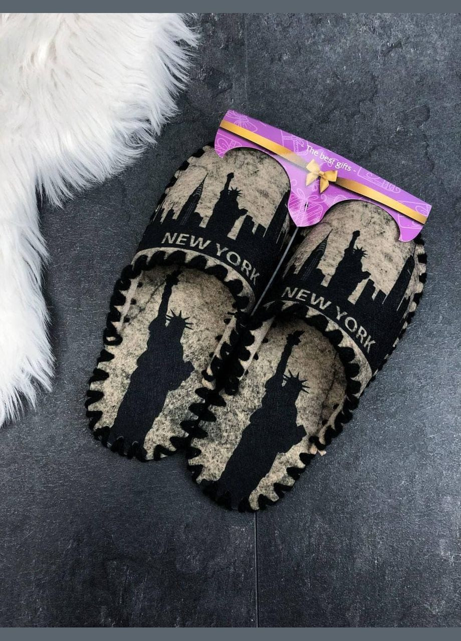 Чоловічі тапки кімнатні фетрові 40/41 42/43 44/45 домашні тапочки ручної роботи NEW YORK Po Fanu (324260031)