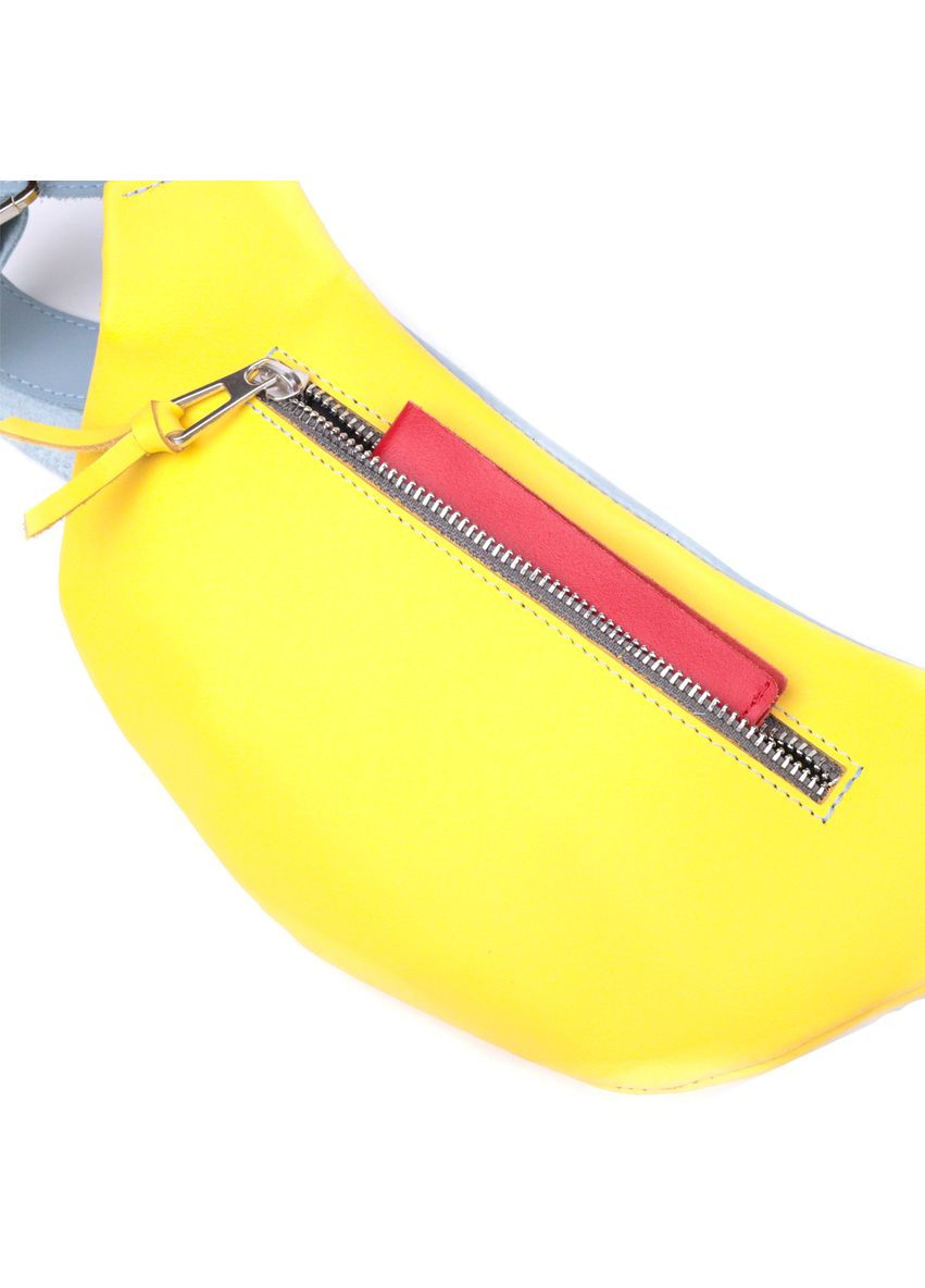 Сумка через плечо бананка женская на пояс кожаная Сердце 16760 Желто-голубая Grande Pelle (302009426)
