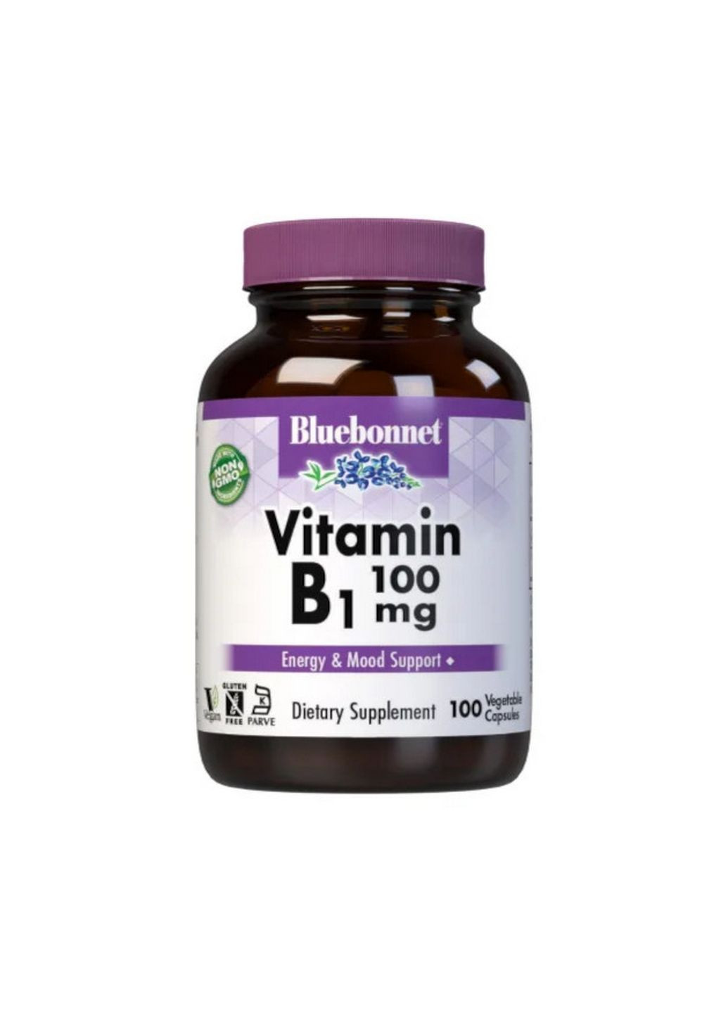 Вітаміни та мінерали Vitamin B1 100 mg, 100 вегакапсул Bluebonnet Nutrition (293341097)