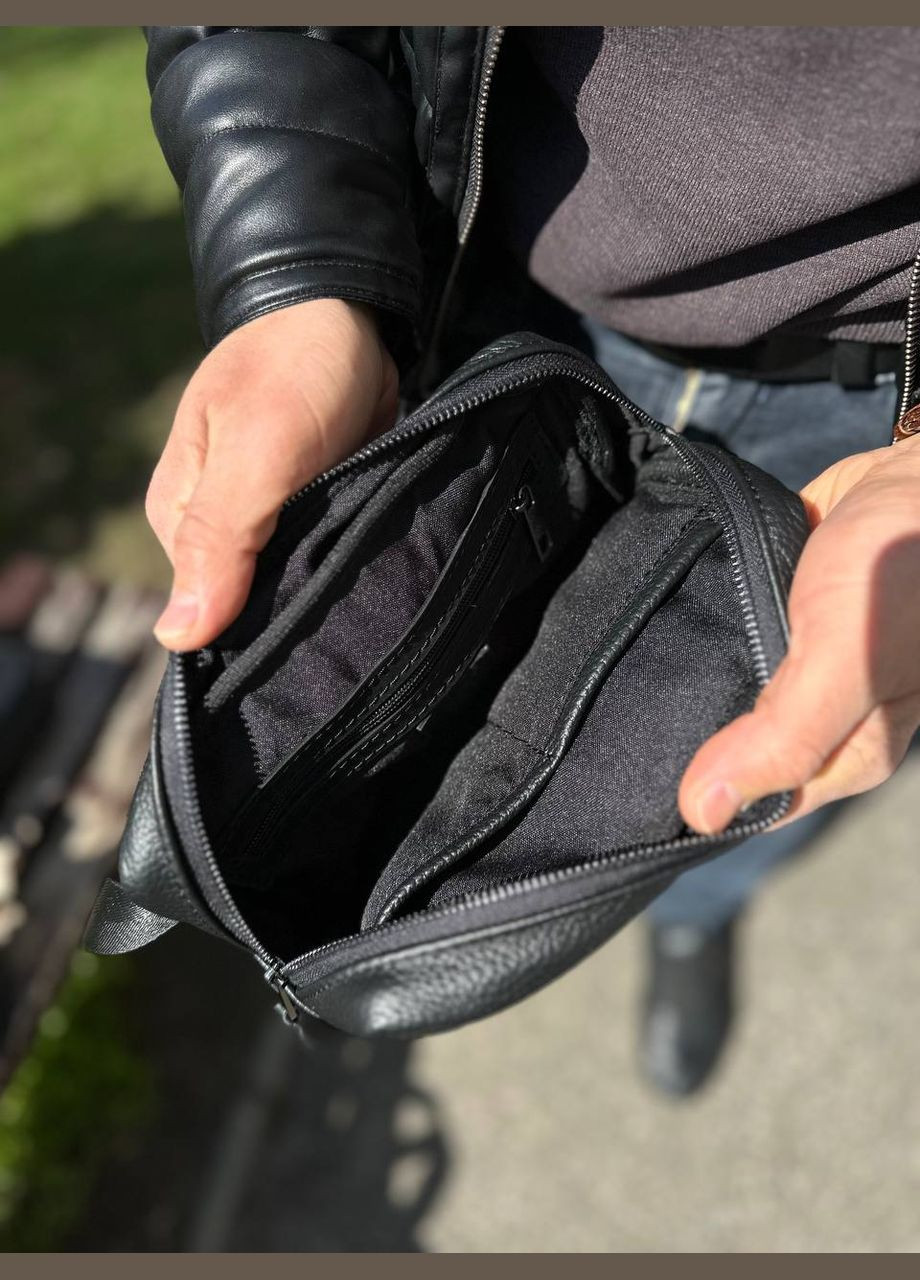 Мужская кожаная сумка нагрудная бананка Cube croco No Brand (329880788)