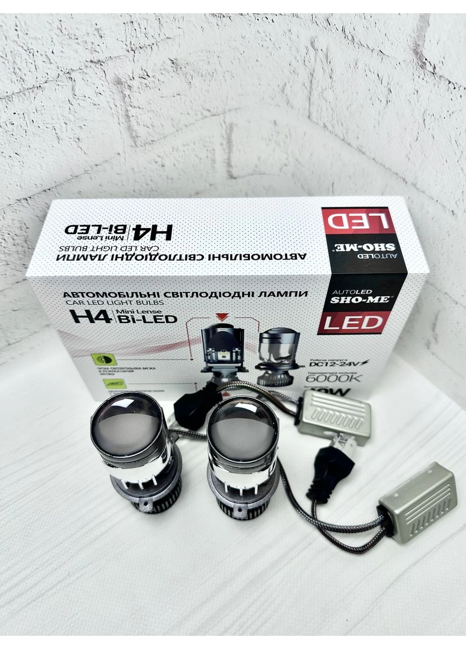 Светодиодные автолампы с линзой H4 Mini lense 6000K 40W Sho-Me (392718376)
