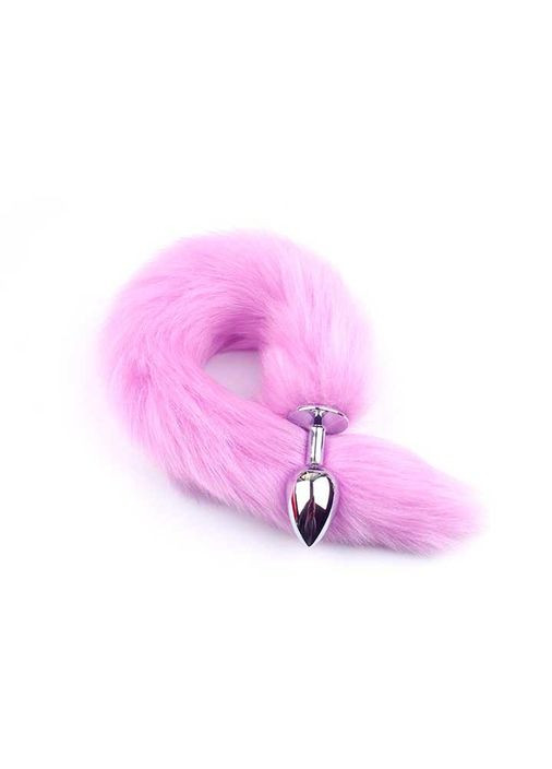 Анальная пробка с лисьим хвостиком лилового цвета. Металлическая анальная пробка с меховым хвостом China (360603370)