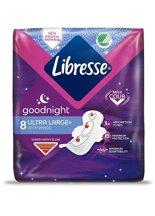 Гигиенические прокладки ночные с крылышками, 8 шт. Ultra Goodnight Large 8шт (796062-26007) Libresse (368657235)