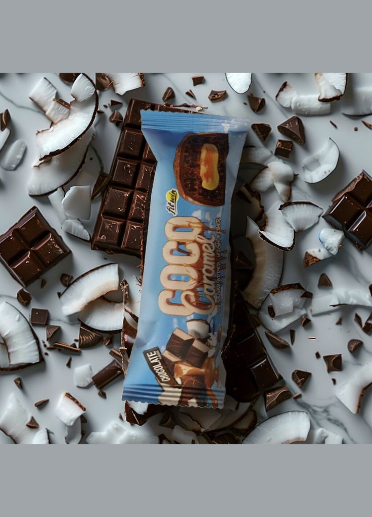 Кокосово-карамельный батончик Coco Caramel Нет Sugar Added, 40 грам без добавленного сахара - Шоколад FitWin (322209924)
