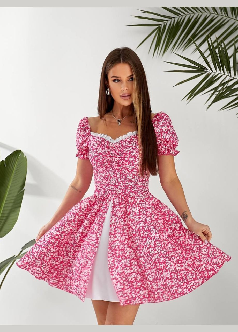 Малинова вечірня жіноча сукня бебі долл міні бебі долл, з пишною спідницею Україна з квітковим принтом