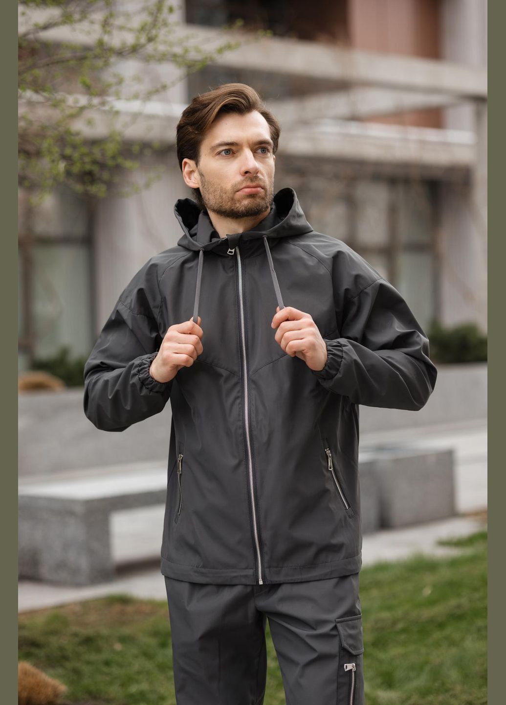 Графітовий демісезонний чоловічий костюм No Brand