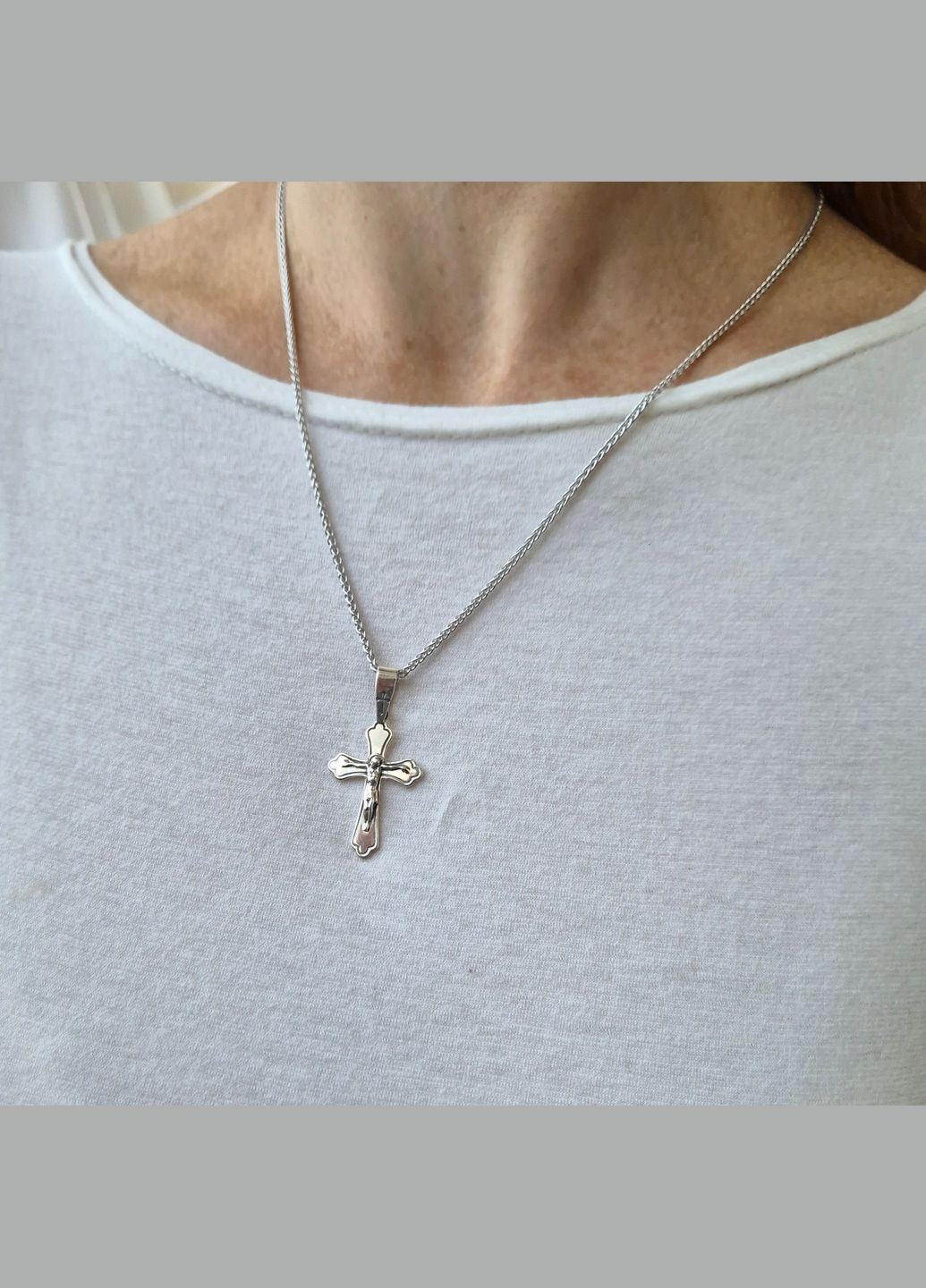 Серебряный прямой крест с распятием серебро 925 пробы черненное 1024 2.54г No Brand (306741188)