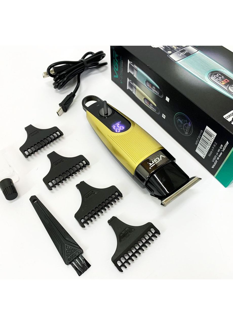 Машинка для стрижки волосся V-975 тример для бороди та вусів. Колір: золотий VGR (364664557)