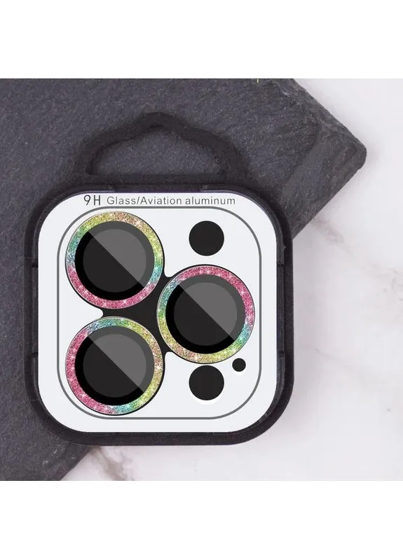 Защитное стекло на камеру Apple iPhone 15 Pro/15 Pro Max полное поклеювання 2,5D сиреневий/Rainbow No Brand (402449554)