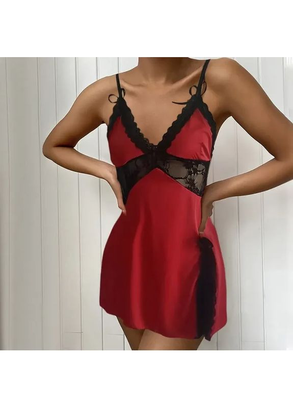 Піжама зі щільного атласу з мереживом, який чудово холодить шкіру. Атласний пеньюар із мереживом China (360864887)