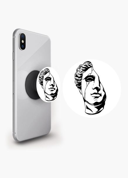 Попсокет тримач для смартфона (Popsockets) Арт лице Чорний No Brand (302083244)