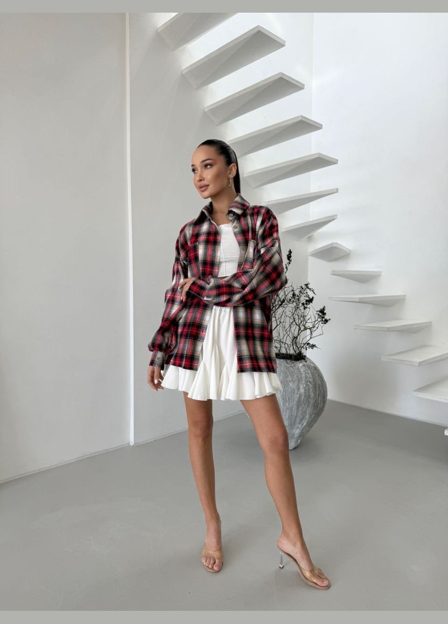 Красная повседневный рубашка в клетку Avanti с длинным рукавом