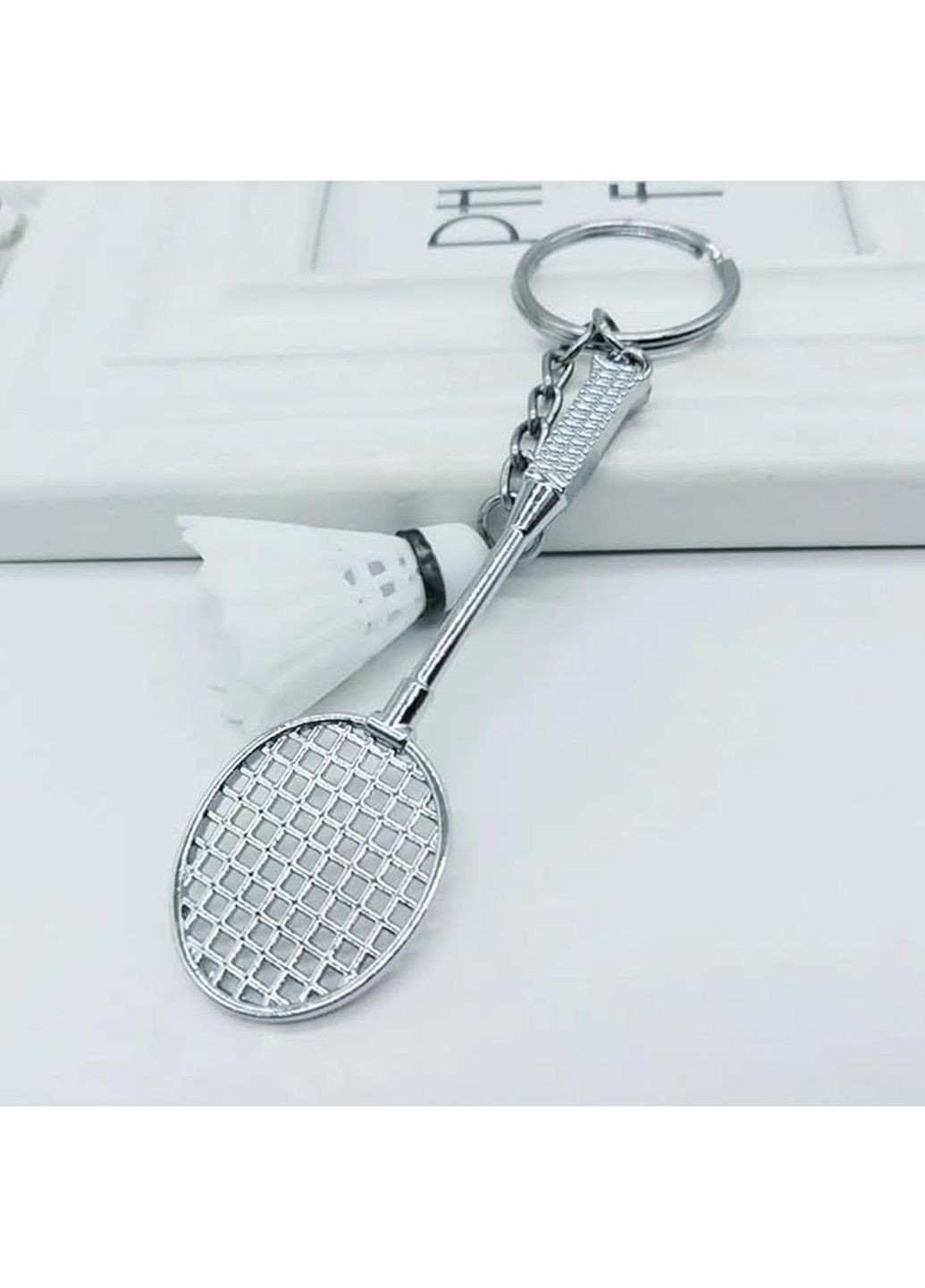 Брелок для ключів Бадмінтон спортивний металевий Білий 99_7_0_1C No Brand (367738723)