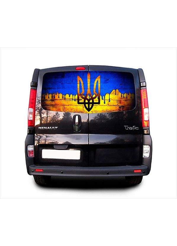 Наклейка на заднє скло 3D TUNING STUDIO Тризуб прапор України 1480х700х0.18мм No Brand (362499305)