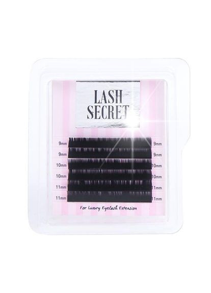 Ресницы для наращивания изгиб Д-0.10 mini микс 10-12 черные Lash Secret (314932904)