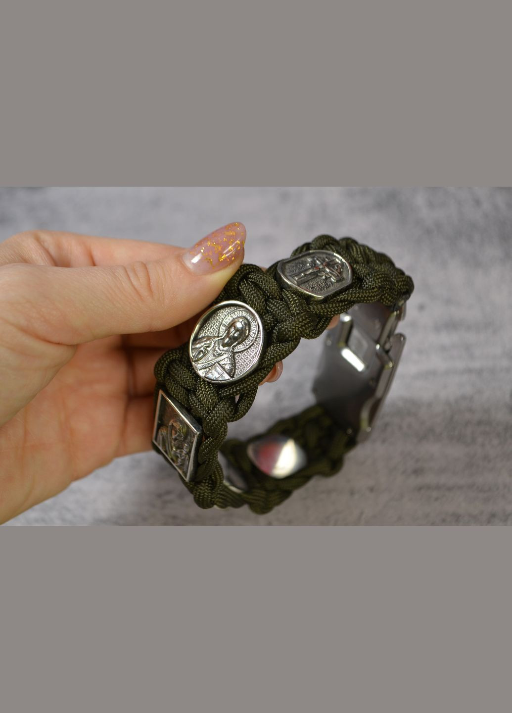 Браслет с Архангелом Михаилом, Девой Марией, Иисусом Христом и гербом Украины из мельхиора ручного литья No Brand (355796130)