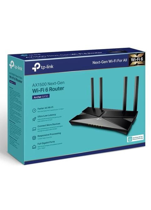 Роутер Archer AX1500, Wi-Fi 802.11a/b/g/n/ac/ax, 2.4/5GHz, 4 LAN 10/100/1000 Mb/s, RJ45 10/100/1000Mb/s (Ge), 4 внешних антенн TP-Link (317171679)