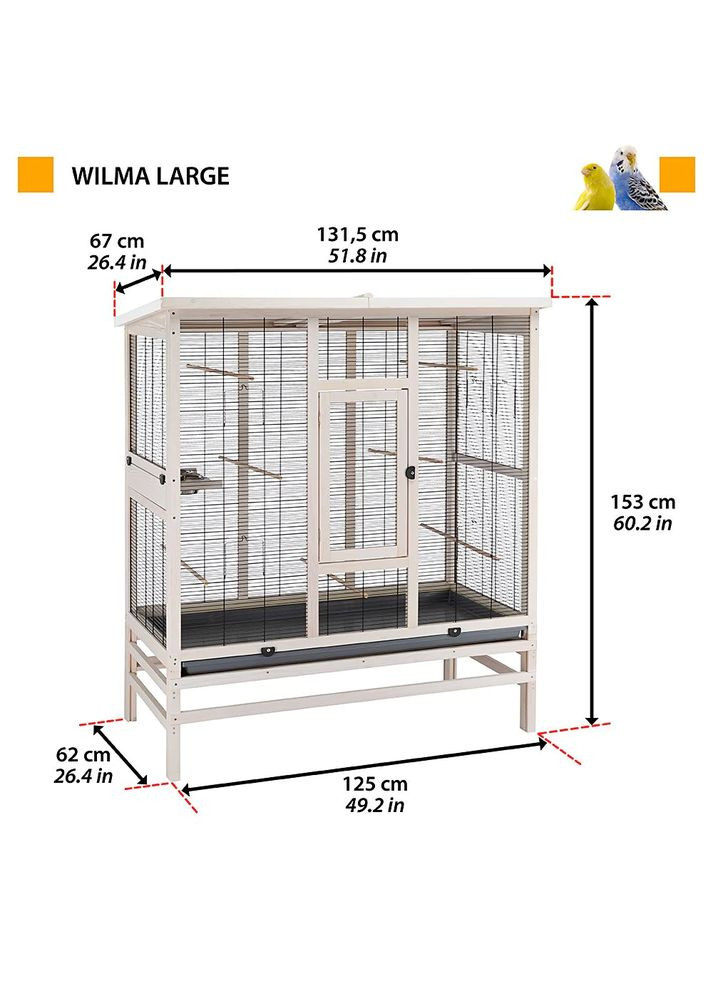 Дерев'яний вольєр для канарок, папуг і маленьких птахів Wilma Large (Ферпласт Вілма Лардж) Ferplast (297512321)