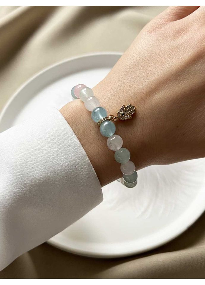 Браслет із морганіту з підвіскою Рука Фатіми 5187 LeBijou (367580170)