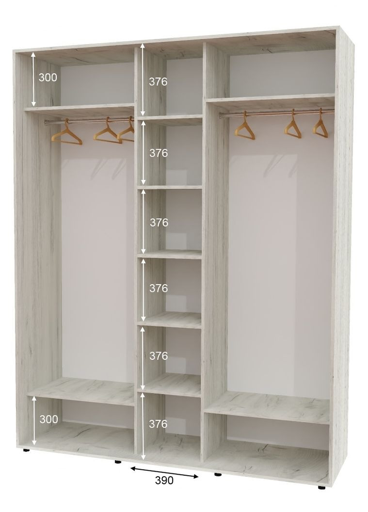 Шафа-купе тридверна 200*60*230 см Дуб крафт білий 3 двері ДСП ШК-04 Алекса (360449357)