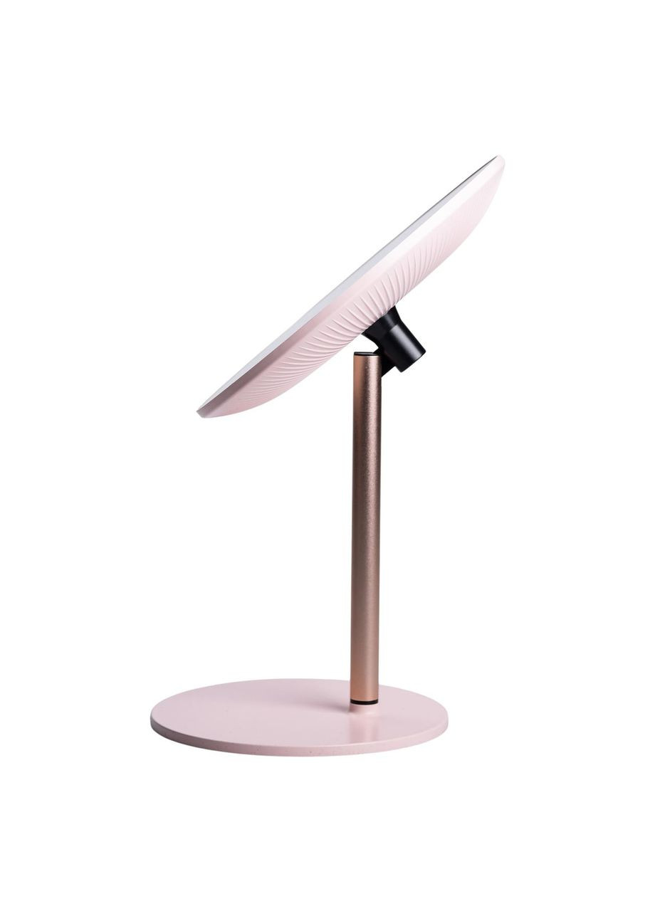 Зеркало косметическое с подсветкой круглое настольное O21 см Розовое для макияжа и ухода за кожей ProDobro (364190211)