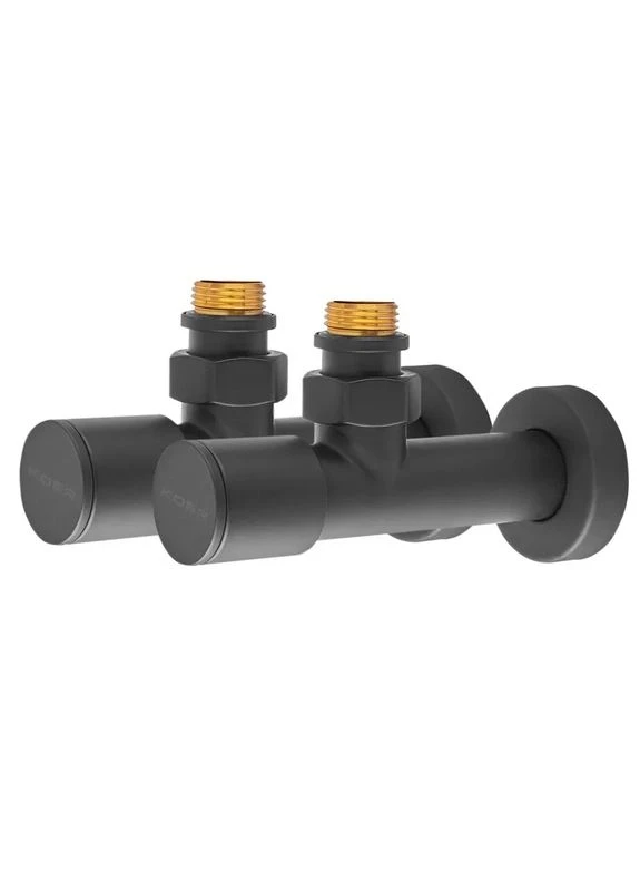 Комплект кранов для полотенцесушителя угловой BLACK - M1/2''xM1/2'' удлиненный (KR5844) KOER KR.SET.535 (388159075)