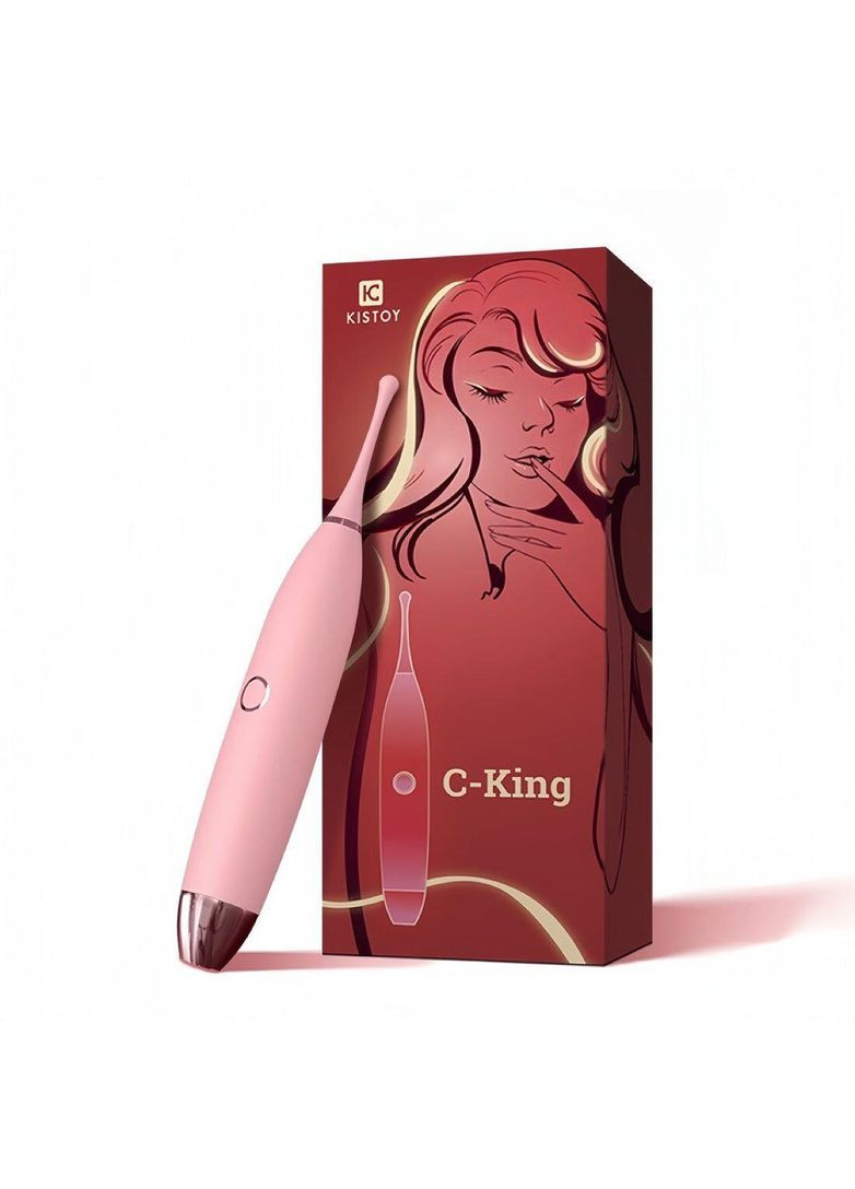 Клиторальный вибратор C-King Pink, с двумя доп. насадками, мощная точечная стимуляция KisToy (303904613)