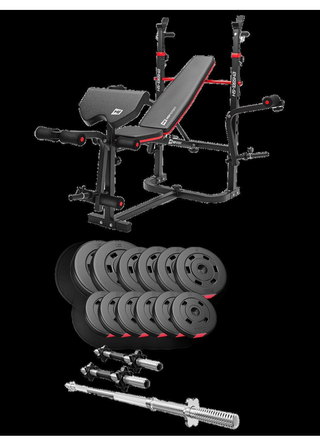 Набір Premium 38кг з лавою HS-1065HB Pro, штангою та гантелями Hop-Sport (304267012)