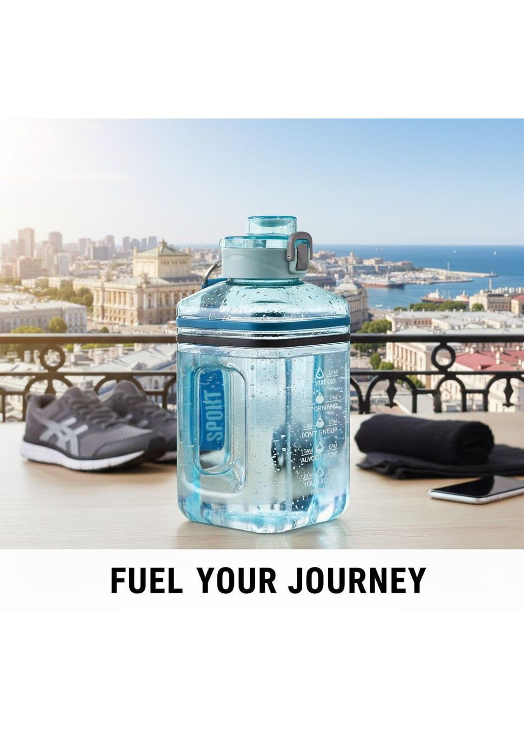 Голубая прозрачная бутылка 2200 мл для спорта. No Brand (314709899)