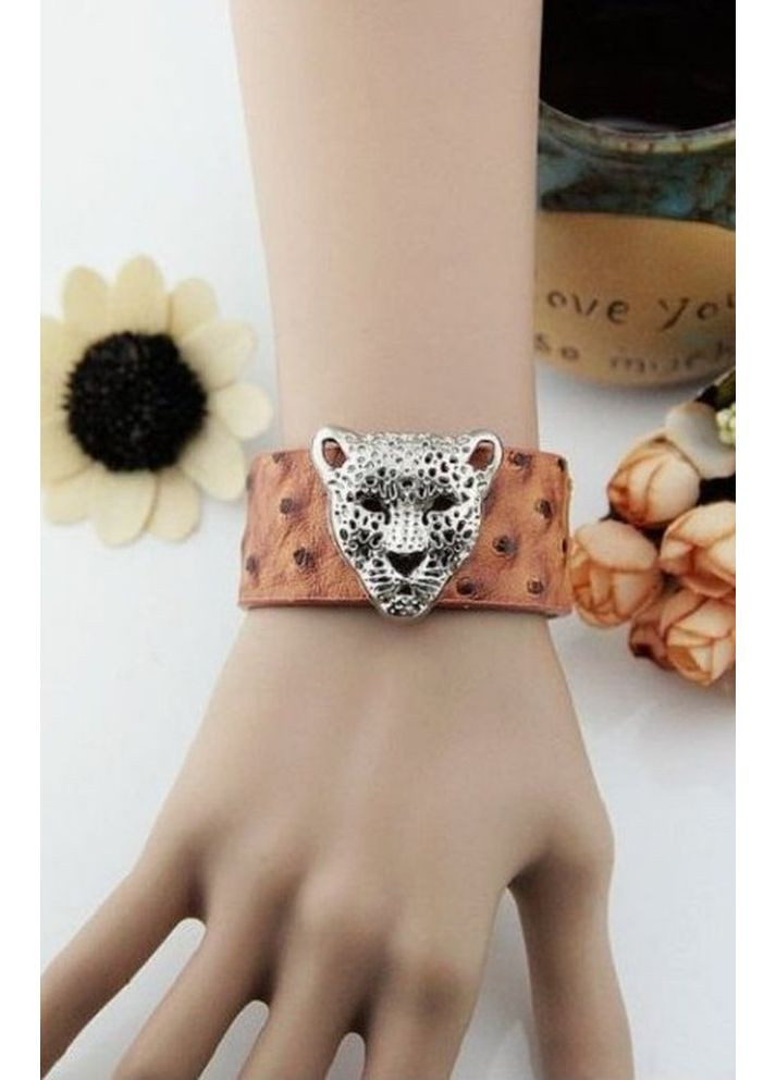 Шкіряний браслет леопард бежевий, 1519 No Brand (356775579)