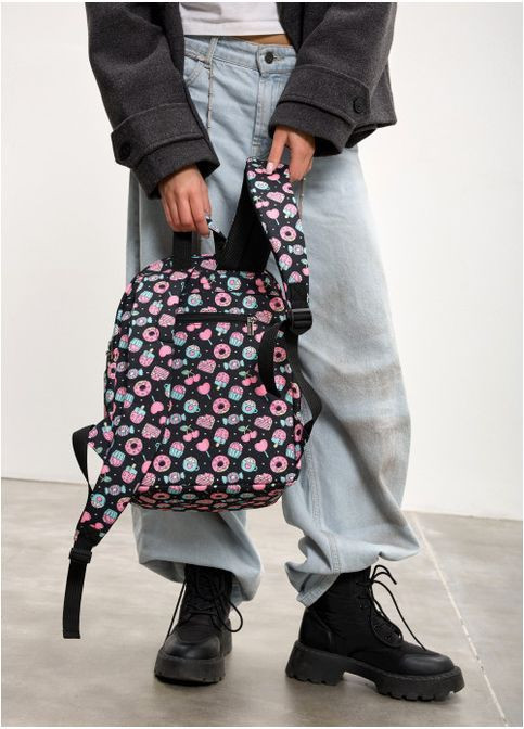 Женский тканевый городской рюкзак Черный с принтом Cake (38850251235) Sambag (368833599)