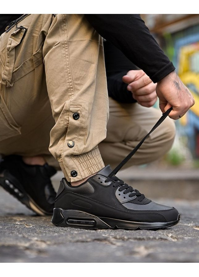 Черные демисезонные мужские кроссовки max black No Brand