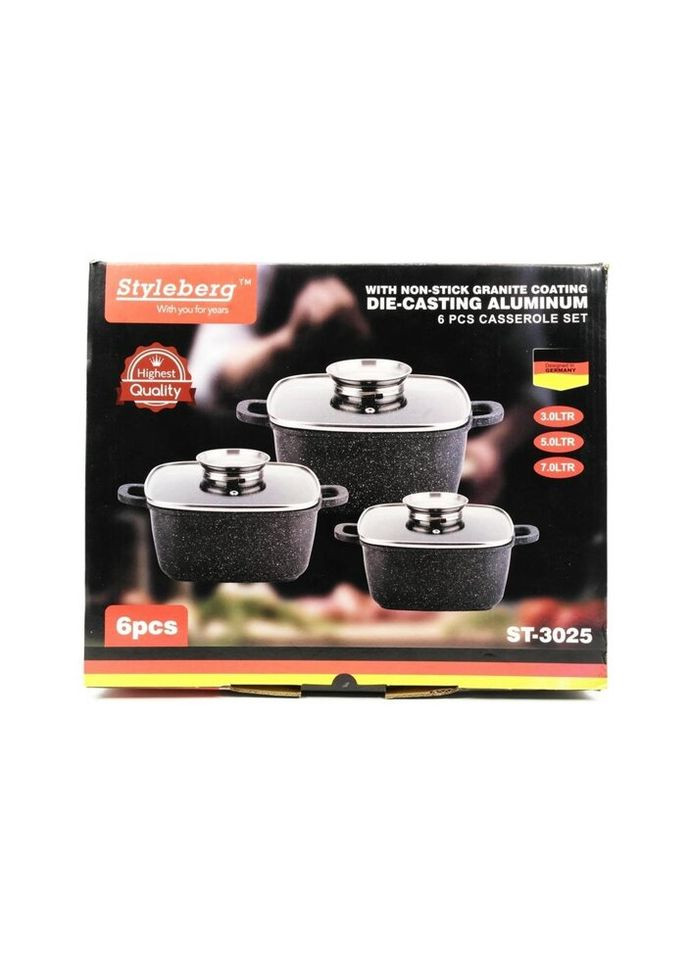 Набор кастрюль ST-3025 6 предметов серый Styleberg (319551624)