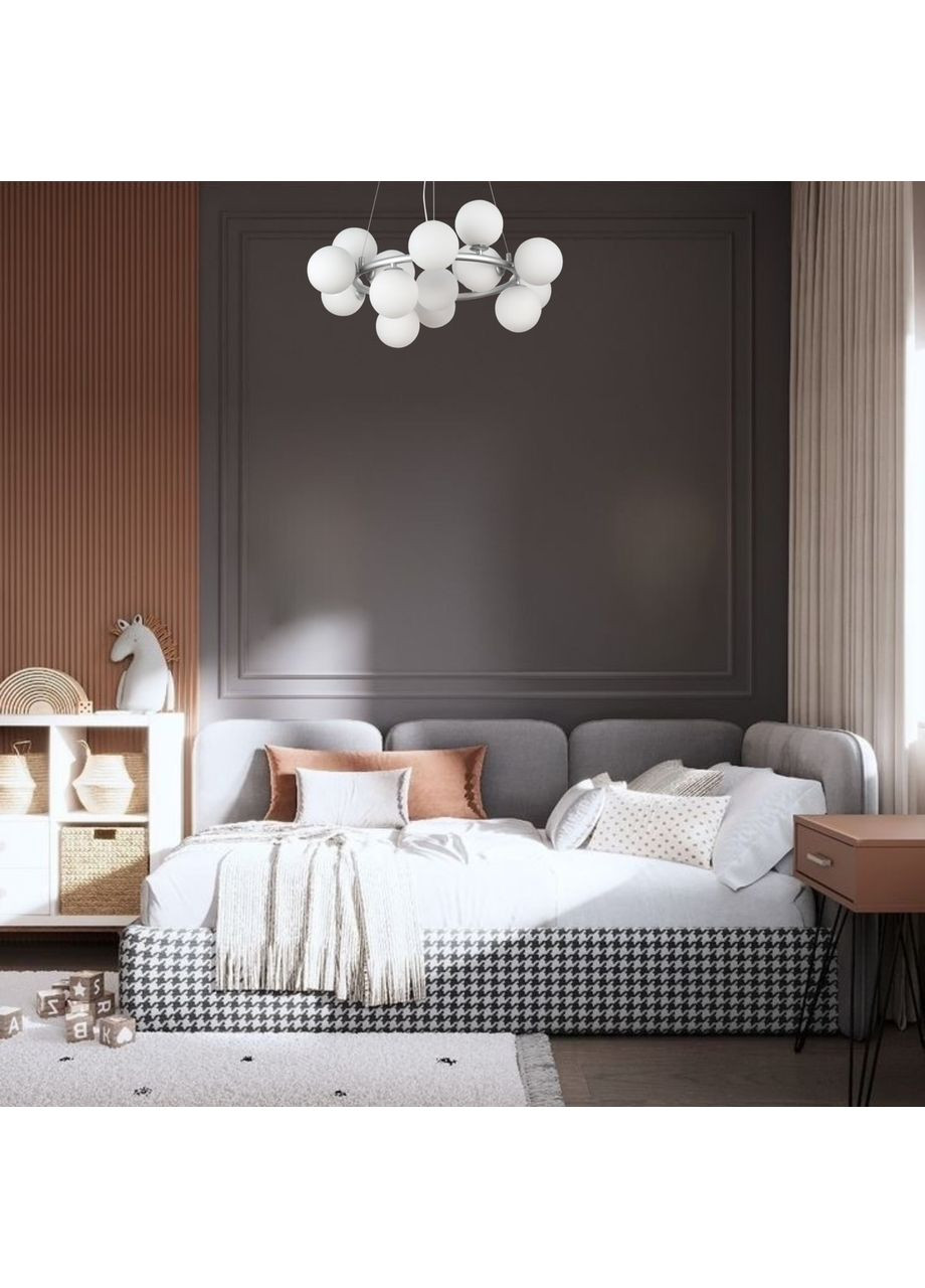 Серая круглая люстра на 15 ламп с белыми плафонами (84-1019-15 GAB+WH (S)) No Brand (370071482)