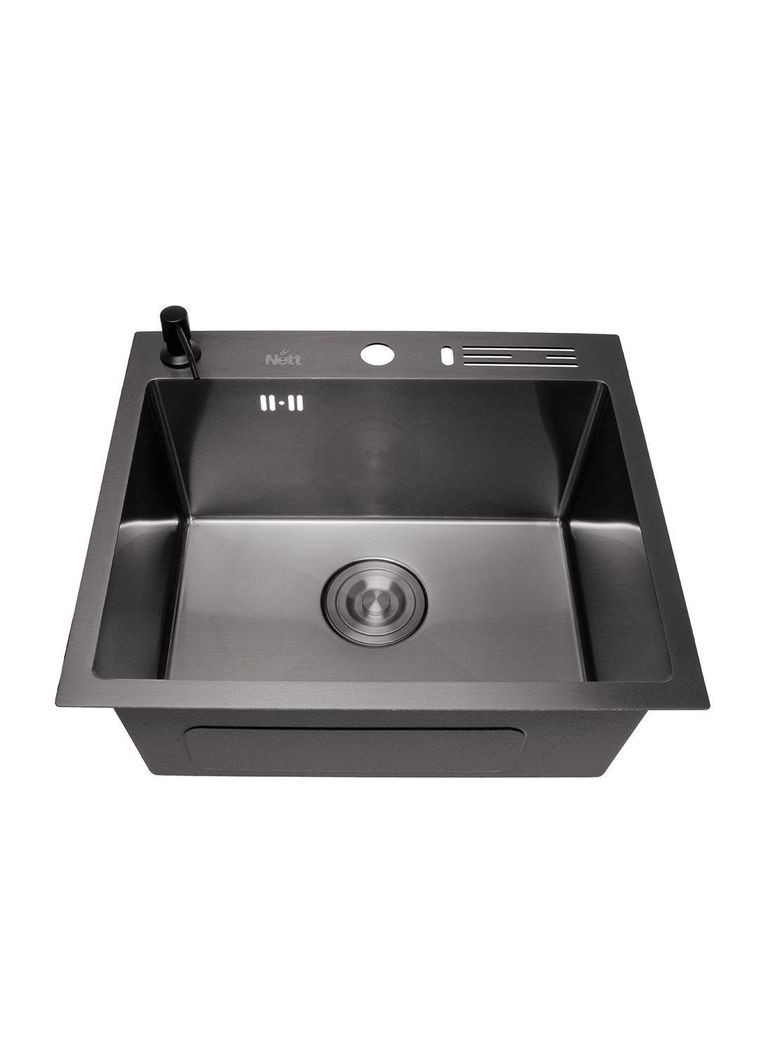 Черная кухонная мойка 45 см накладная из нержавейки NВ-5245 Nett (336939077)