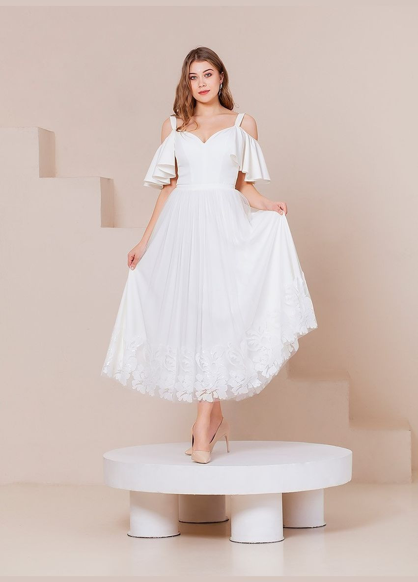 Білий вечірня плаття а-силует Lolita однотонна