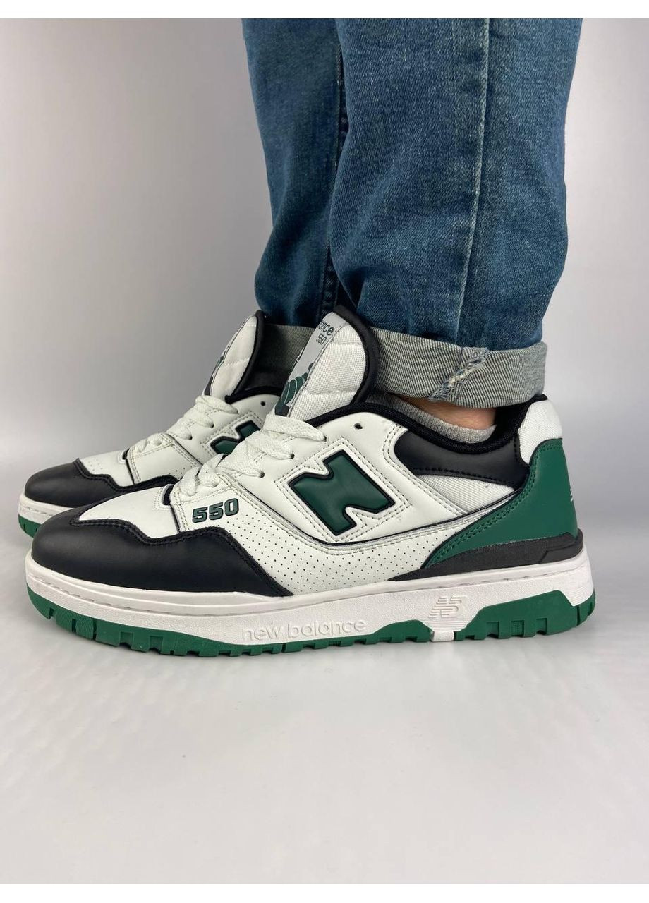 Сірі Осінні кросівки чоловічі new balance 550 white green black нью беланс 550 No Brand