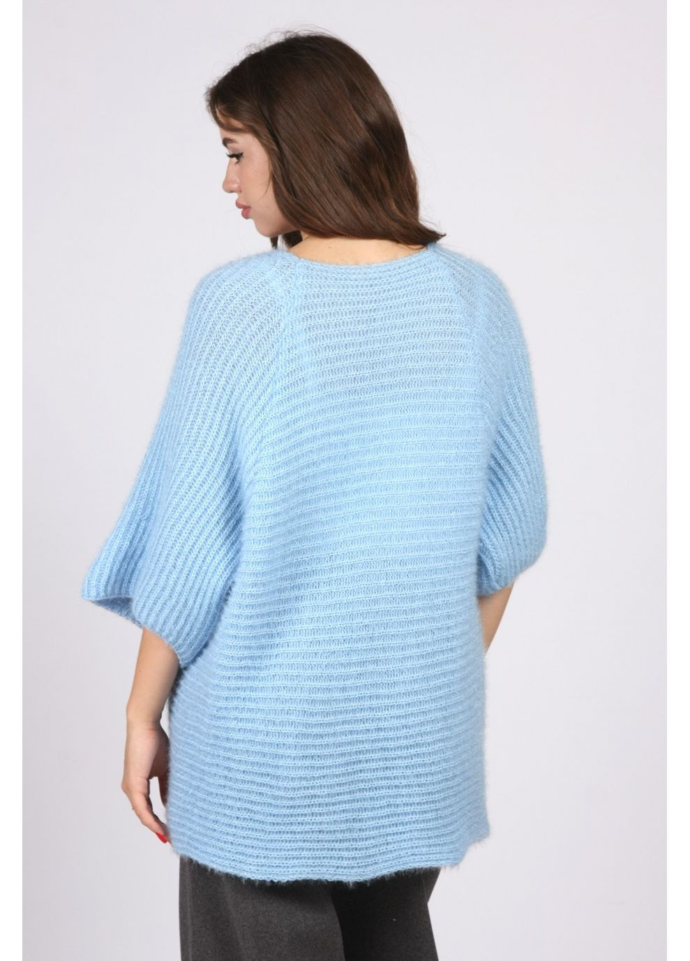 Жакет кардиган жіночий 96731 велика в`язка блакитний Актуаль (364831985)