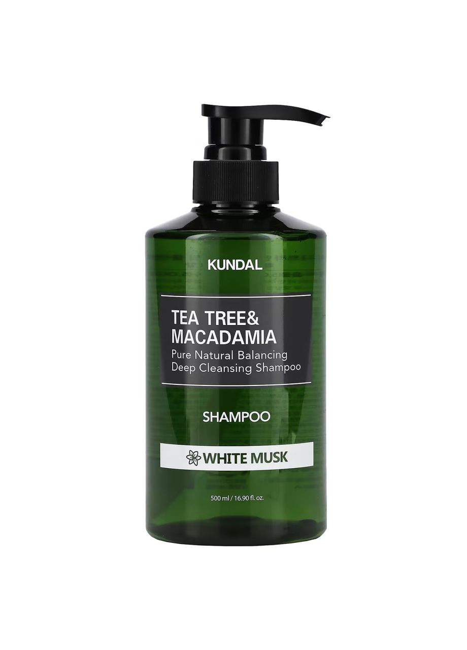 Шампунь с чайным деревом для жирной кожи головы Tea Tree&Macadamia Deep Cleansing Shampoo White Musk 500 мл Kundal (361784814)