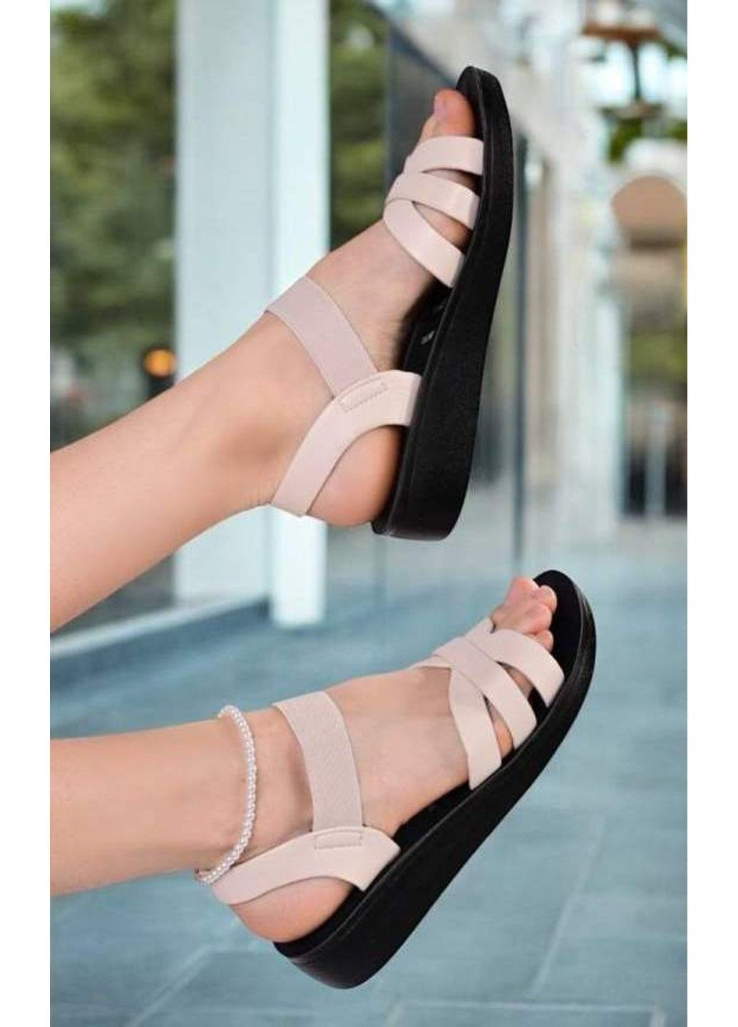 Босоніжки жіночі смужка 41 бежев YiYi (332987312)