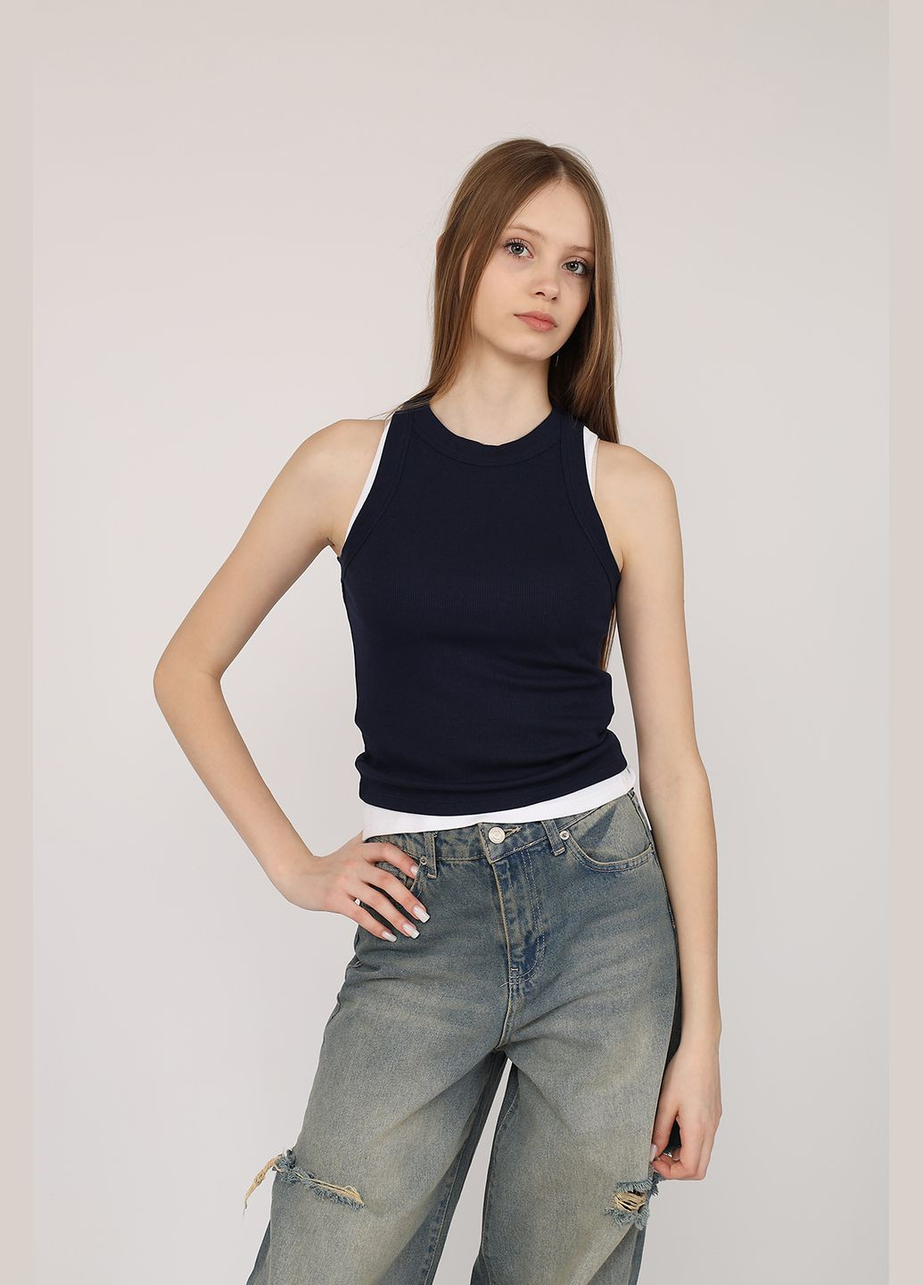 Майка с широкими бретелями женская цвет синий ЦБ-00272225 Busem — 324216294