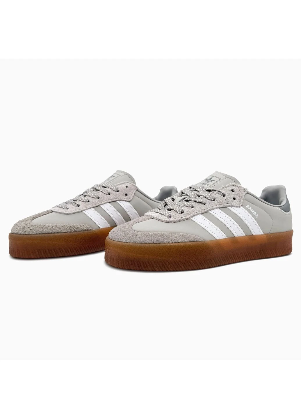 Сірі літні кросівки adidas samba platform grey адідас самба сірі No Brand