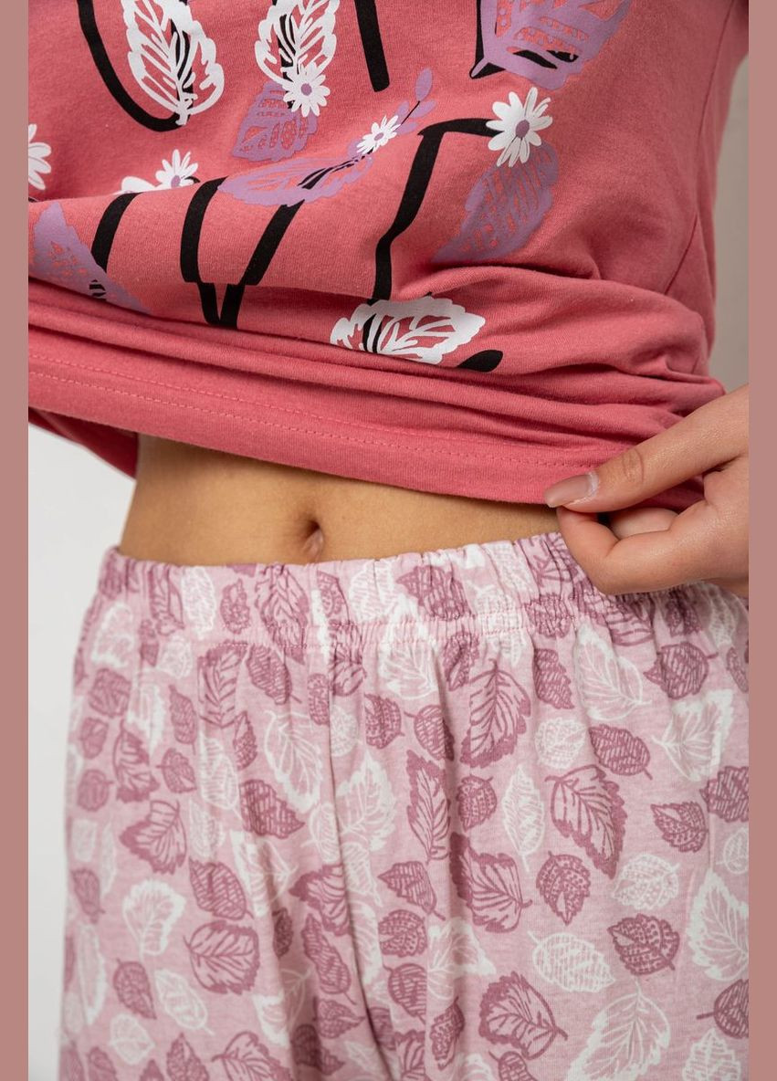 Пудровая всесезон пижама женская с принтом, Ambra