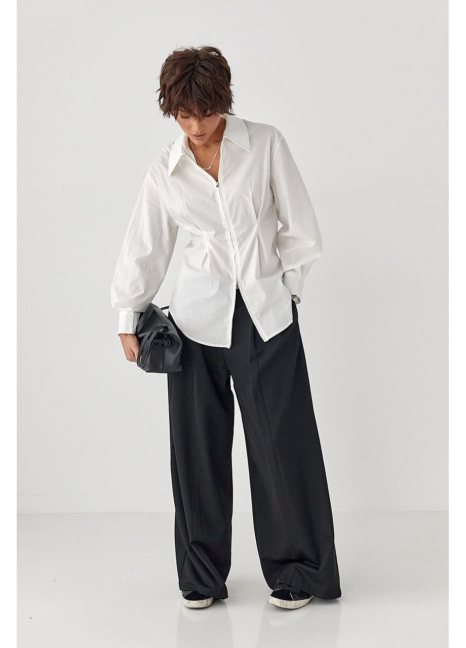 Класичні однотонні штани-палаццо зі складками Lurex (367007641)