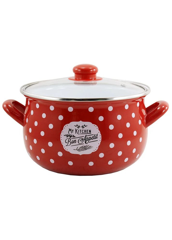 Каструля глибока 4 л, 20 см горох червона (4143) Interos (368993435)