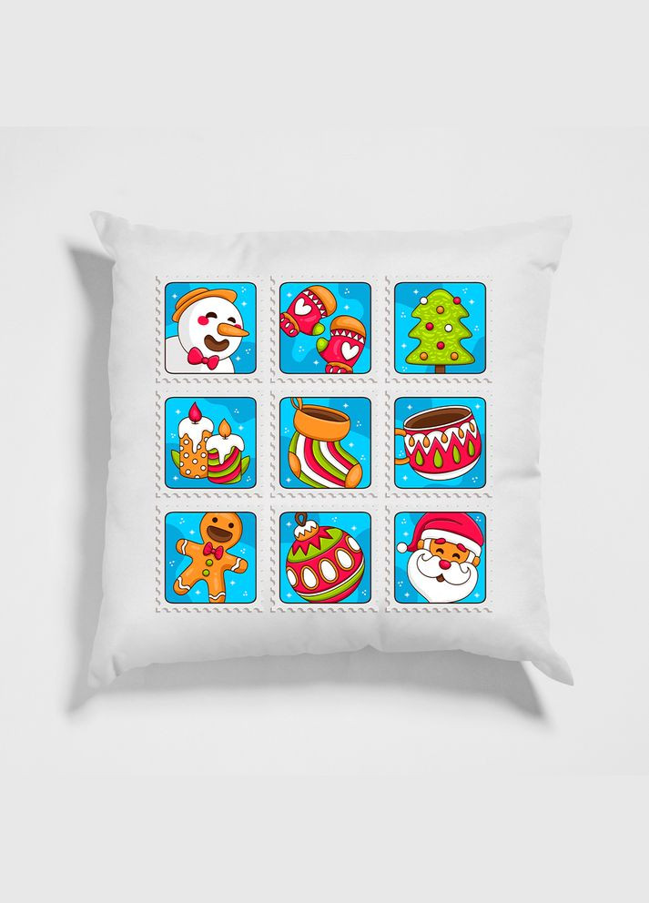 Декоративная подушка с новогодним принтом "Новогодние марки" Push IT Кавун (316096246)