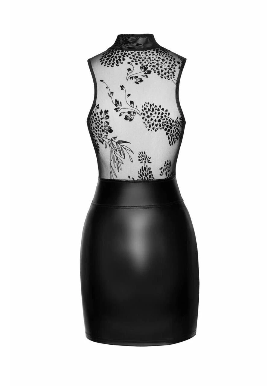 Черное платье noir handmade f241 short dress with powerwetlook skirt and tulle top - s No Brand